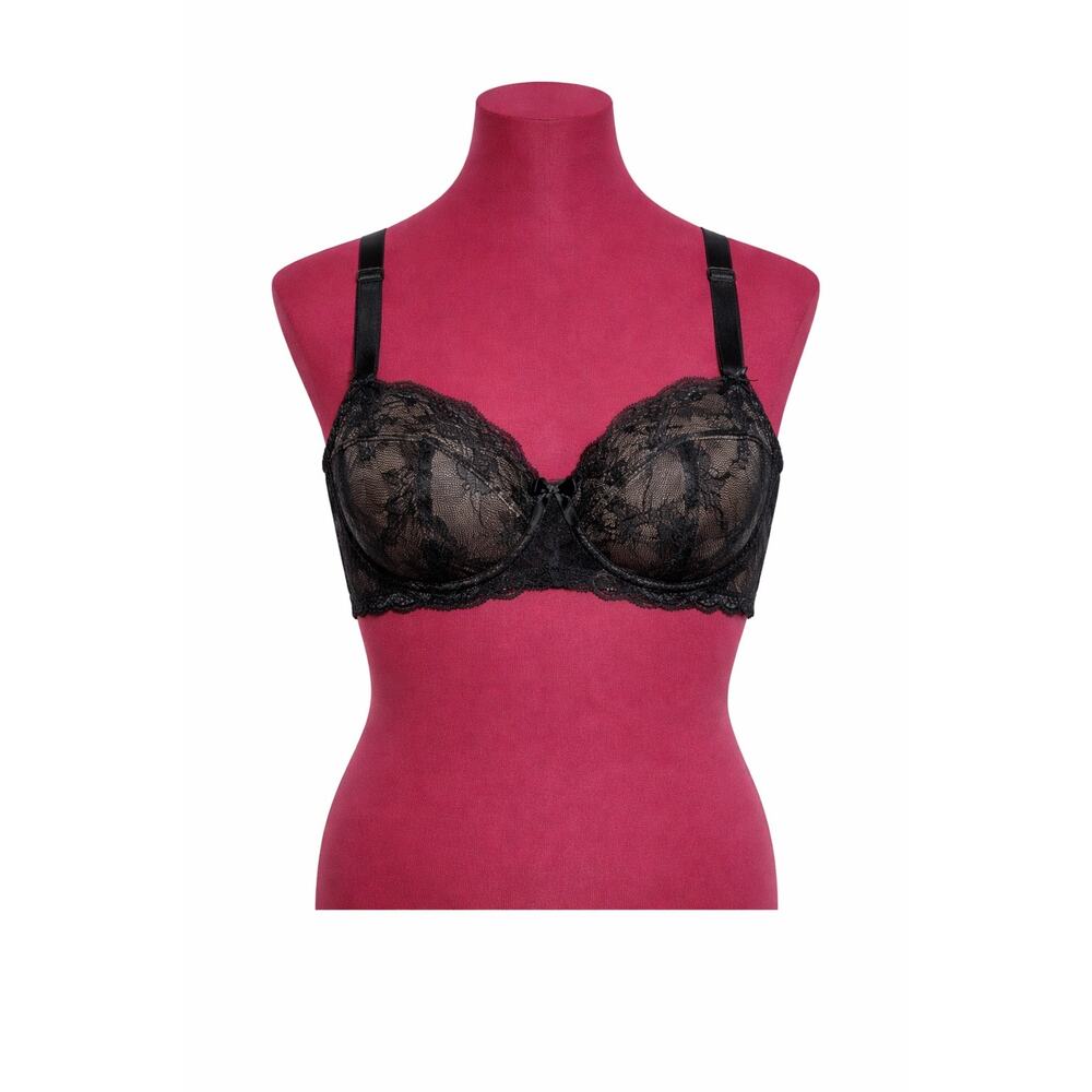 Adore Me Black Unlined Lace Bra Sexy Plus Size 40DDD